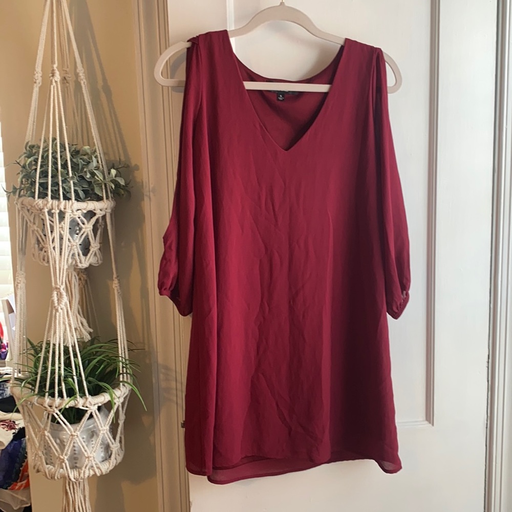 Lulus Maroon Open Shoulder Dress